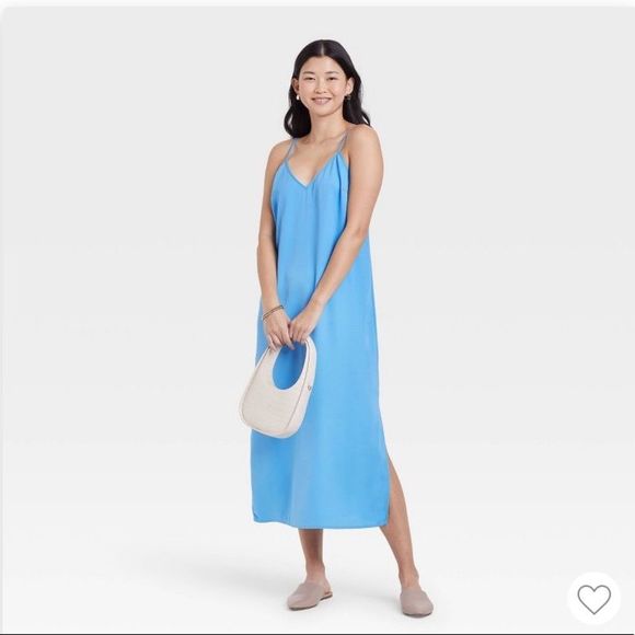 A New Day Blue Slip Dress || size Small - Picture 1 of 6